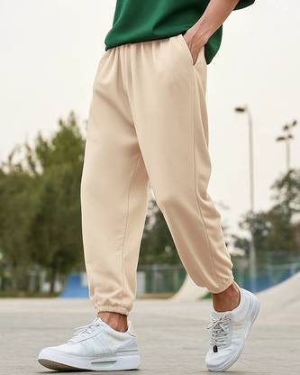 BEWAKOOF Solid Men Beige Track Pants