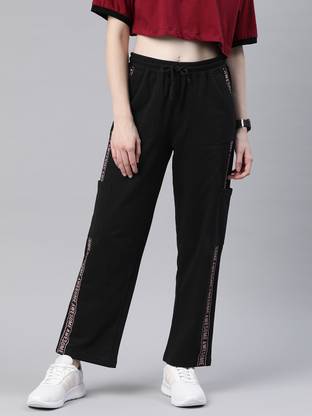 HouseOfCommon Solid Women Black Track Pants