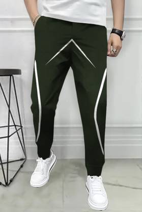 TRIPR Printed Men Dark Green Track Pants