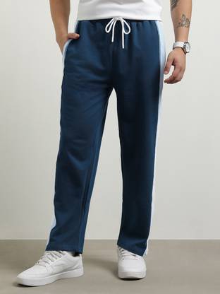 NOBERO Solid, Colorblock Men Blue Track Pants