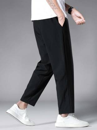 Ogha Self Design Men Black Track Pants