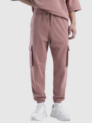BEWAKOOF Solid Men Pink Track Pants