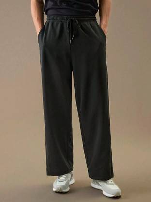 FLYNOFF Solid Men Black Track Pants