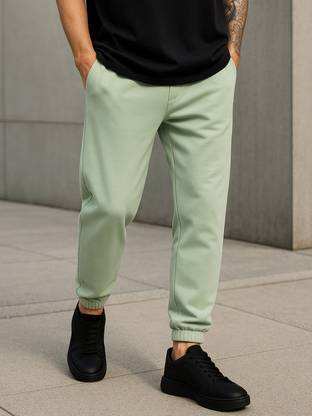 BEWAKOOF Solid Men Green Track Pants