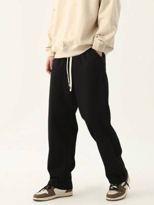 Dockstreet Loose Fit Men Black Trousers
