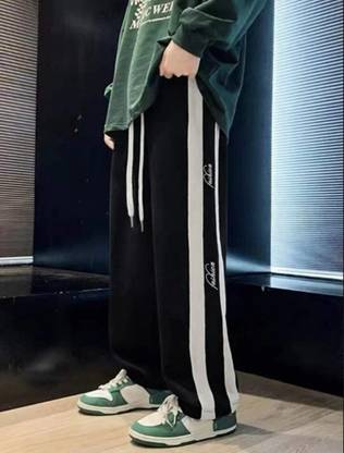 MACK JONNEY Striped Men Black Track Pants