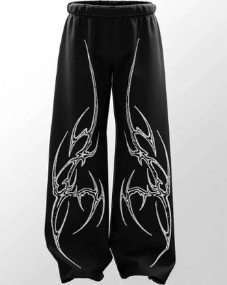 ZEN1FASHION Printed Men Black Track Pants