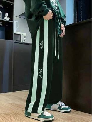 COMBRAIDED Self Design Men Green, White Track Pants