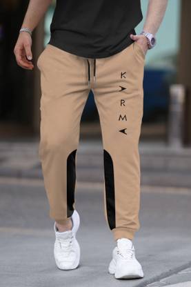 TRIPR Solid Men Beige, Black Track Pants