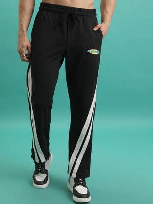 HIGHLANDER Striped Men Black Track Pants