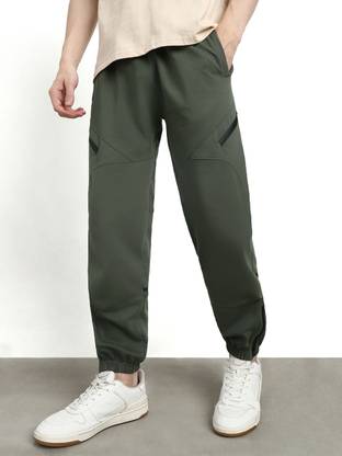 NOBERO Solid Men Olive Track Pants