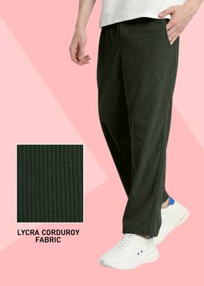 INDICLUB Self Design Men Dark Green Track Pants