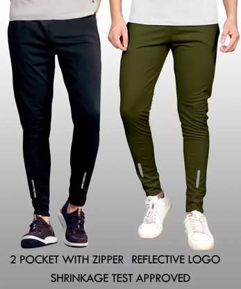 Solid Men Black, Dark Green Track Pants