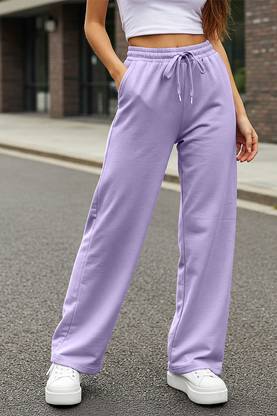 JUNEBERRY Solid Women Purple Track Pants