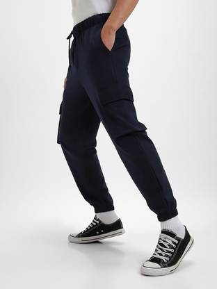 BEWAKOOF Solid Men Blue Track Pants