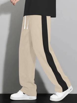 KAJARU Solid Men Beige Track Pants