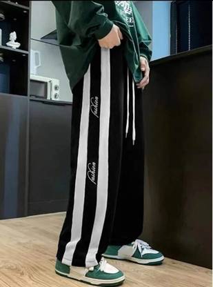 COMBRAIDED Self Design Men Black, White Track Pants