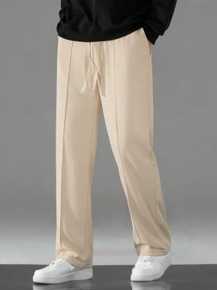 KAJARU Self Design Men Beige Track Pants