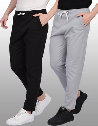 FOXTER Solid Men Black, Grey Track Pants