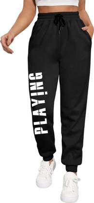Tabadtod Geometric Print Women Black Track Pants