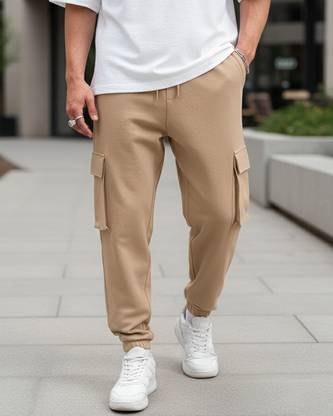 BEWAKOOF Solid Men Brown Track Pants