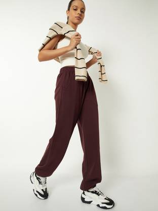 MAX Solid Women Brown Track Pants