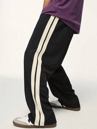 Else & What Striped Men Black Track Pants