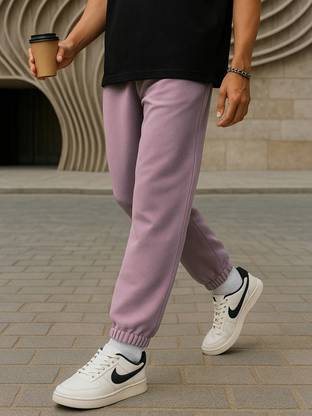 BEWAKOOF Solid Men Purple Track Pants