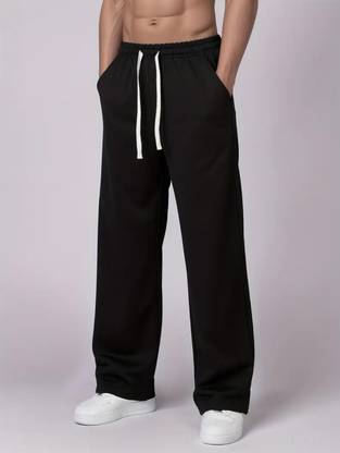 Povaxpo Solid Men Black Track Pants