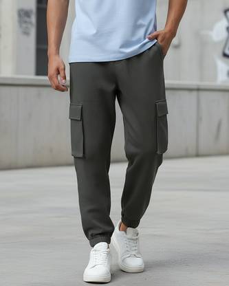 BEWAKOOF Solid Men Grey Track Pants