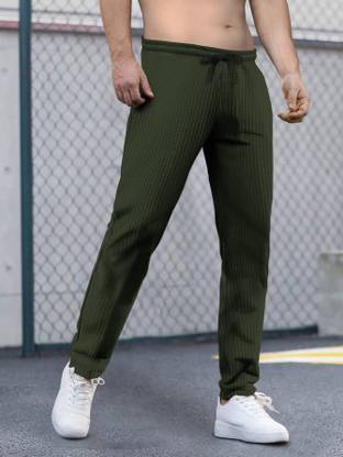 TRIPR Solid Men Green Track Pants