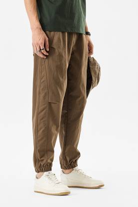 Snitch Solid Men Brown Track Pants