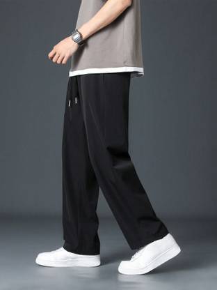 Dockstreet Solid Men Black Track Pants