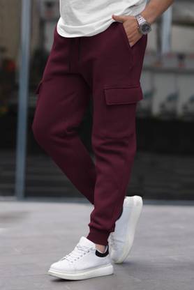 TRIPR Solid Men Maroon Track Pants