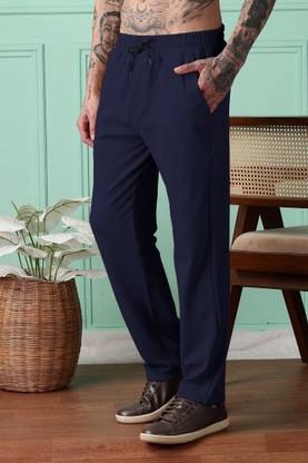 FOXTER Solid Men Blue Track Pants