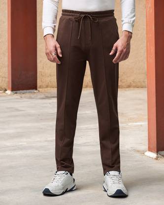 BEWAKOOF Solid Men Maroon Track Pants