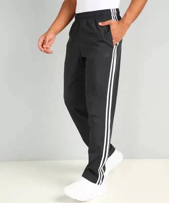 STRAWHATT Striped Men Black Track Pants