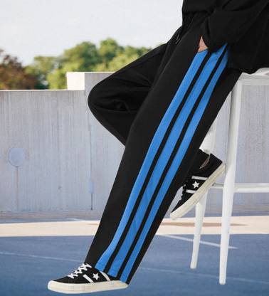 CULISH Striped Men Black Track Pants