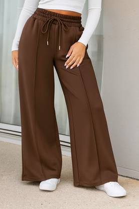 Q-Rious Solid Women Brown Track Pants