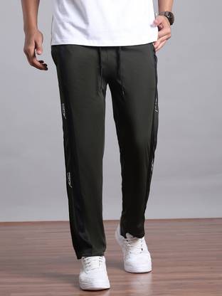 MACK JONNEY Striped Men Olive Track Pants