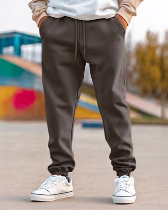 BEWAKOOF Solid Men Grey Track Pants