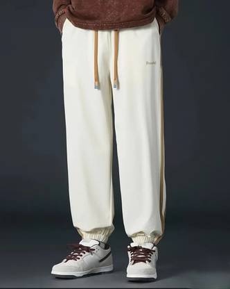 HFTRAKZWEAR Striped Men Beige Track Pants
