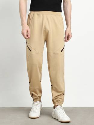 NOBERO Solid Men Beige Track Pants