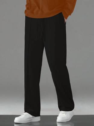 KAJARU Solid Men Black Track Pants