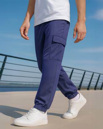BEWAKOOF Solid Men Blue Track Pants