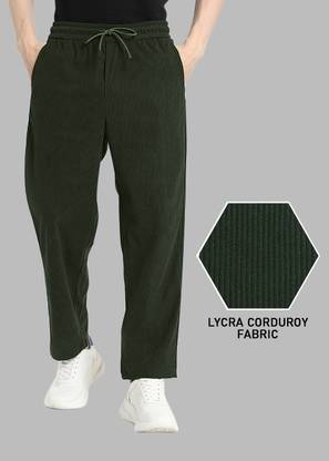 INDICLUB Self Design Men Dark Green Track Pants