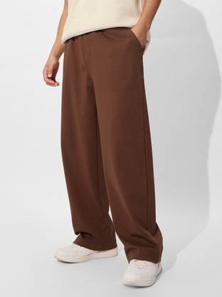The Souled Store Solid Men Brown Track Pants