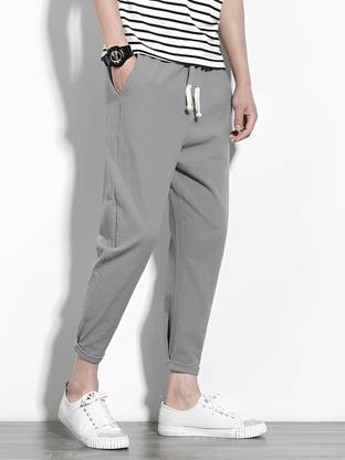 POPLENS Solid Men Grey Track Pants