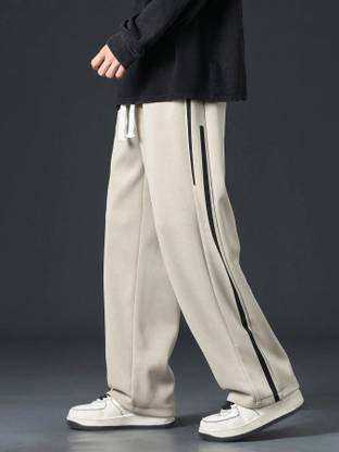 KAJARU Colorblock Men Beige Track Pants
