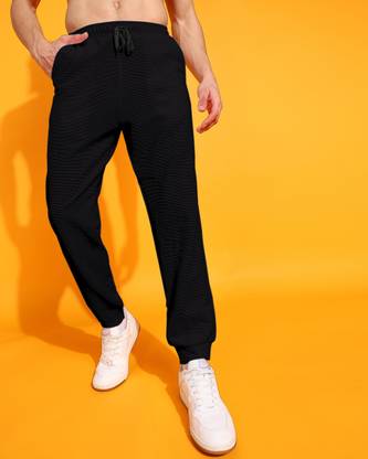 INDICLUB Self Design Men Black Track Pants